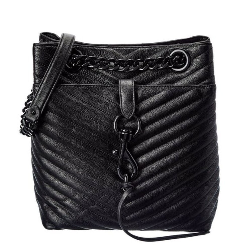 REBECCA MINKOFF Edie Bucket Bag Large. Quilted leather shoulder bag convertable - Picture 2 of 5